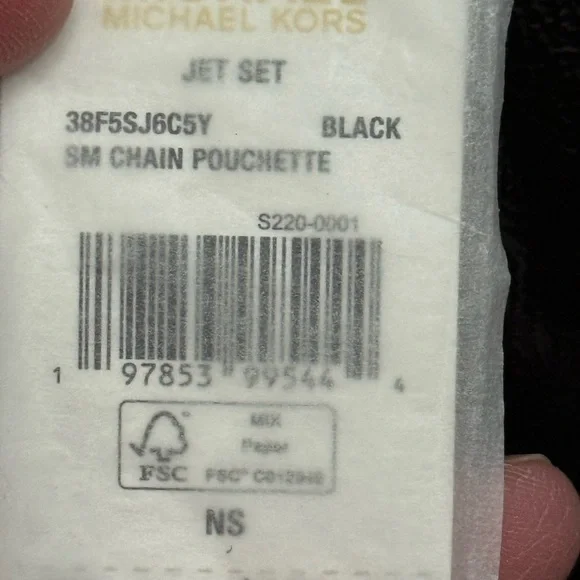 Michael Kors Black Pouchette with MK Silver Chain - Picture 2 of 2